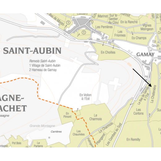 Pierre Yves Colin Morey Saint Aubin 1er cru la chatenière 2018 map