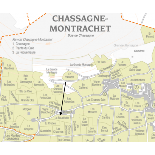 Domaine Ramonet Chassagne Montrachet 1er cru Clos de la Boudriotte 2017 map